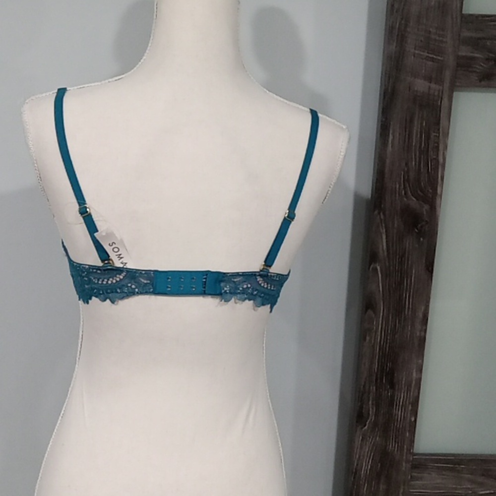 Soma Unlined Lace Balconette Bra Color Gulf Side Green Size 34B NWT - Picture 2 of 4